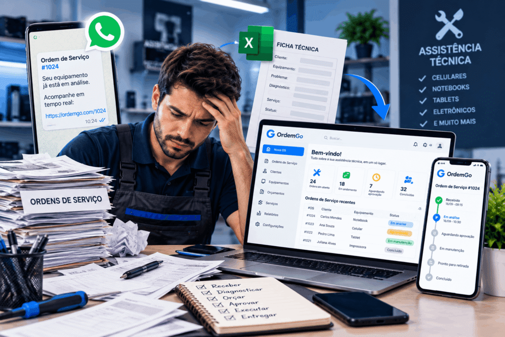 Histórico de clientes e equipamentos da assistência técnica