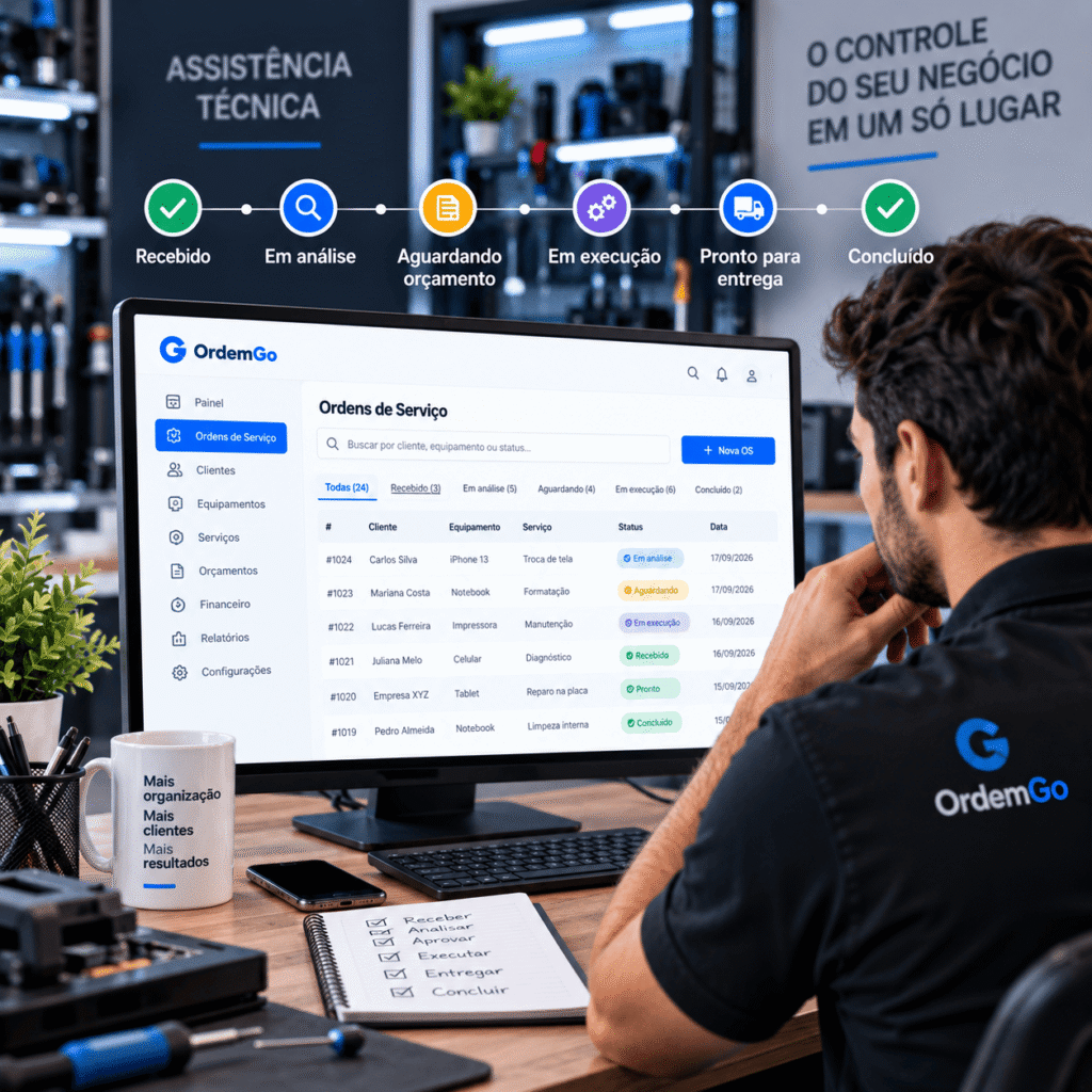 Sistema de Ordem de Serviço Online para acompanhar o status de cada atendimento em tempo real